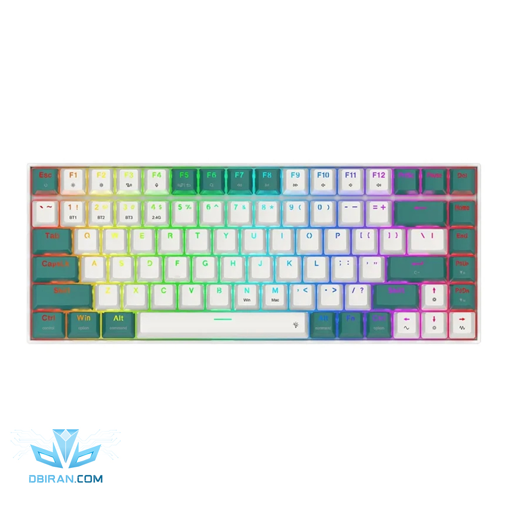 کیبورد گیمینگ سفید و سبز ردراگون مدل K678 WG Pro