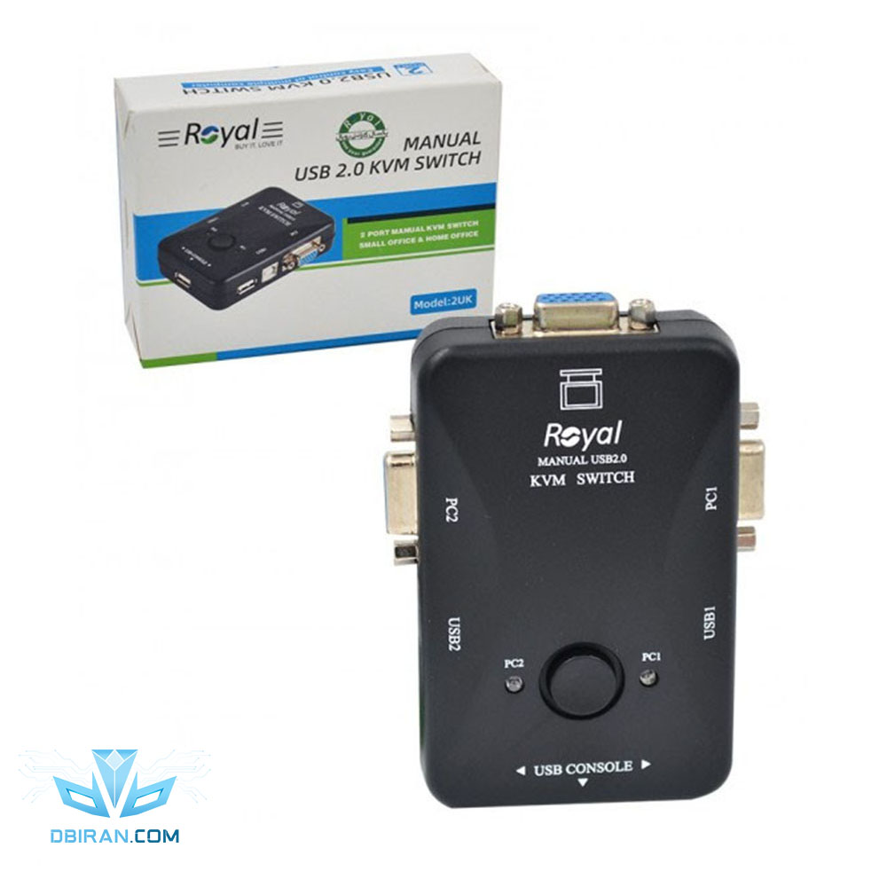 سوئیچ 2 پورت VGA KVM رویال مدل KVM 2UK رنگ مشکی